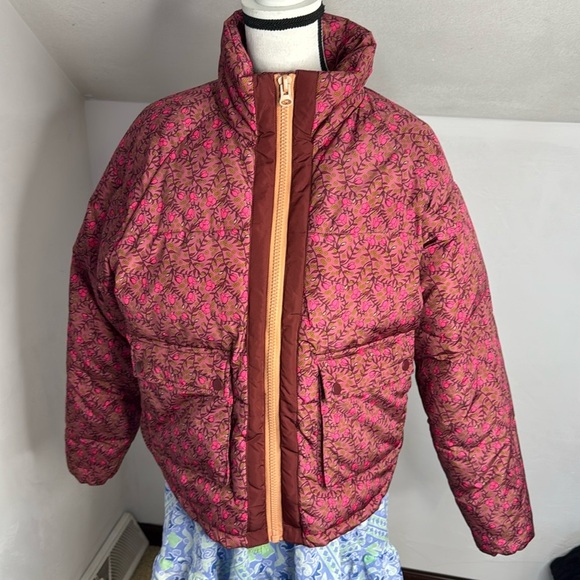 Numph Jackets & Blazers - Numph Anthropologie Pink Red Floral Winter Coat Size Small